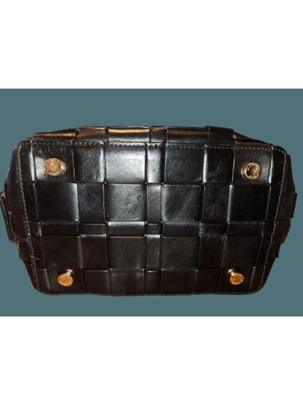 Michael Kors Black Woven Leather Vivian Tote Crossbody Bag - Picture 6 of 16